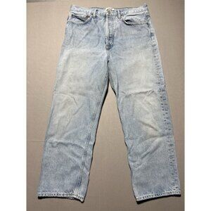 Agolde Jeans Womens Size 29 Blue 90's Straight High Rise ButtonFly Cropped 32x26